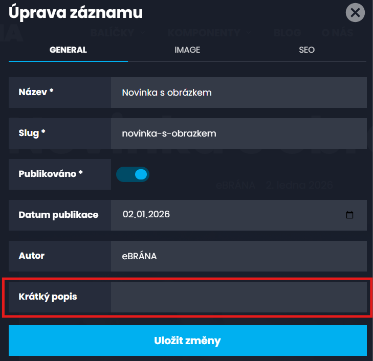 Pole pro anotaci novinky