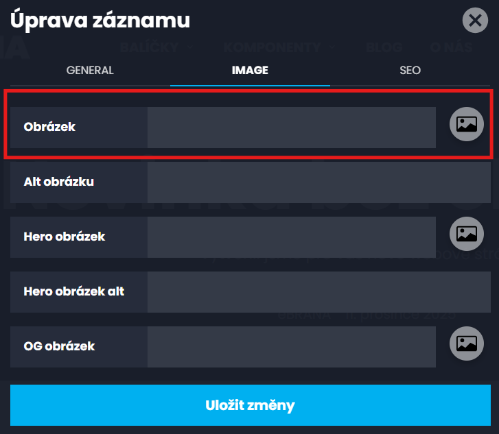 Pole pro nahrání obrázku novinky