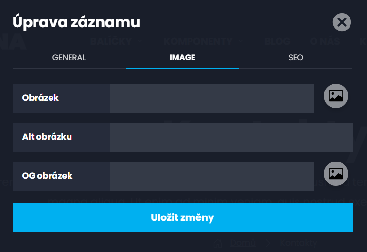 Úprava záznamu - záložka obrázek