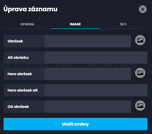 Úprava záznamu - záložka obrázek