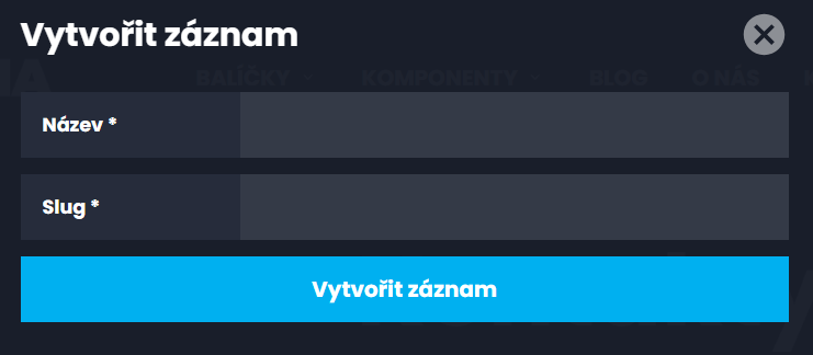 Vytvoření záznamu